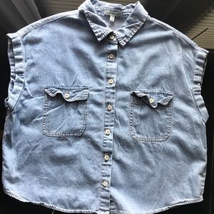 Cropped denim button up!